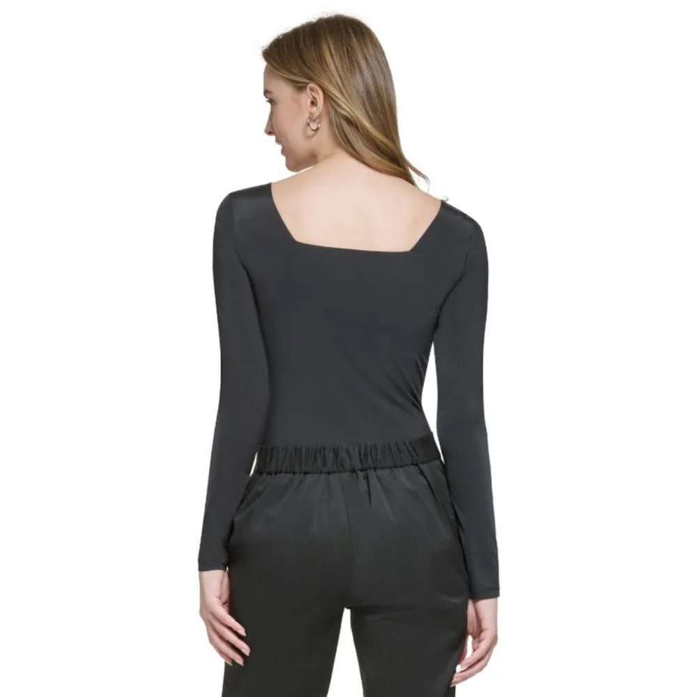CALVIN KLEIN Women's XL Square-Neck Black Long Sleeved Bodysuit NWT - Picture 3 of 6
